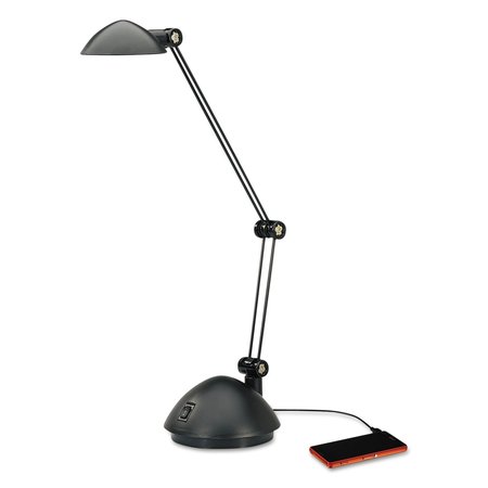 ALERA Twin-Arm Task LED Lamp with USB Port, 11.88"w x 5.13"d x 18.5"h, Black ALELED912B